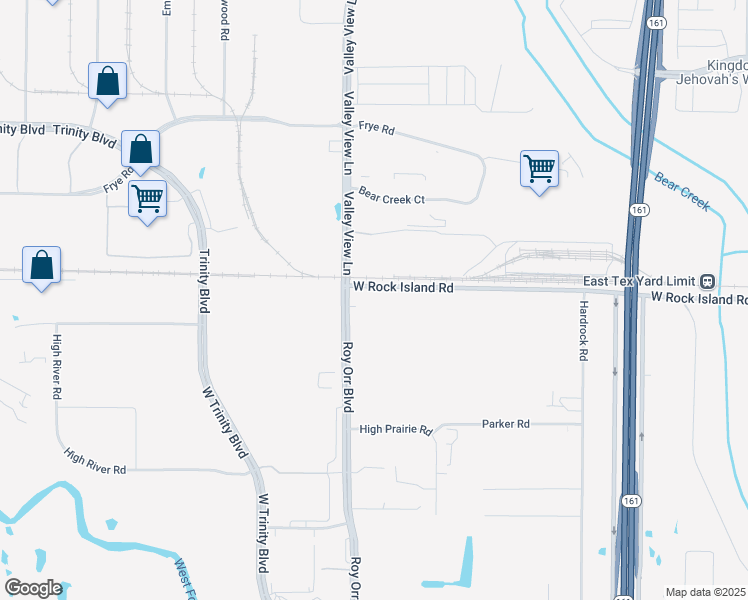map of restaurants, bars, coffee shops, grocery stores, and more near 3595 Roy Orr Boulevard in Grand Prairie