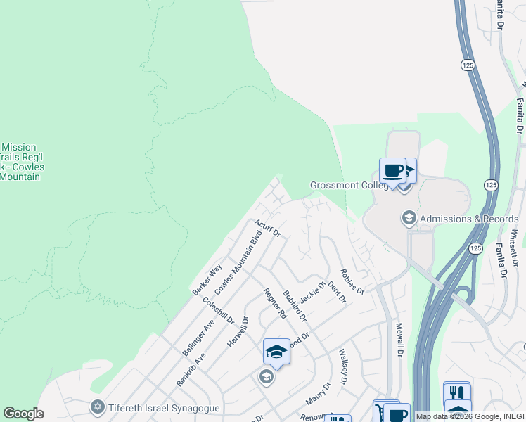 map of restaurants, bars, coffee shops, grocery stores, and more near 8395 Suntree Place in San Diego