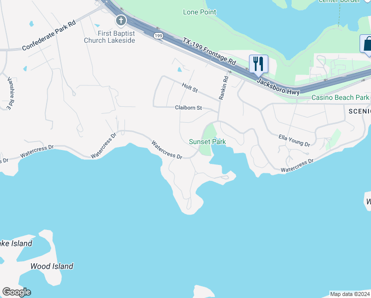 map of restaurants, bars, coffee shops, grocery stores, and more near 4109 Brooks Baker Avenue in Lakeside