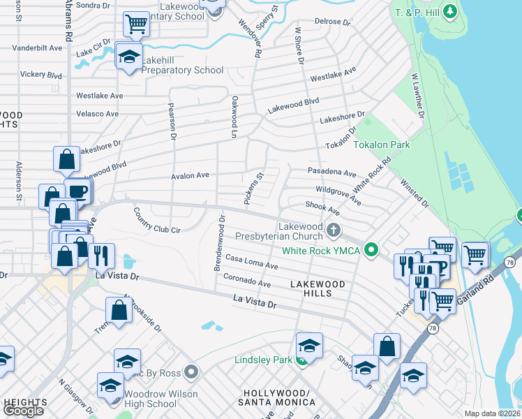 map of restaurants, bars, coffee shops, grocery stores, and more near 6850 Gaston Avenue in Dallas