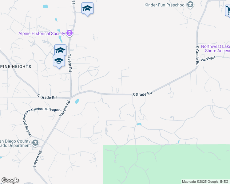 map of restaurants, bars, coffee shops, grocery stores, and more near 2060 South Grade Road in Alpine