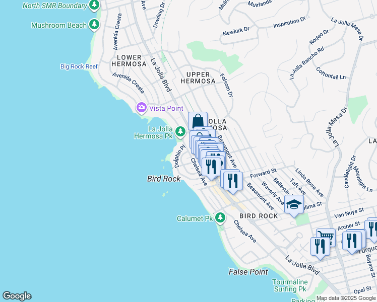 map of restaurants, bars, coffee shops, grocery stores, and more near in 