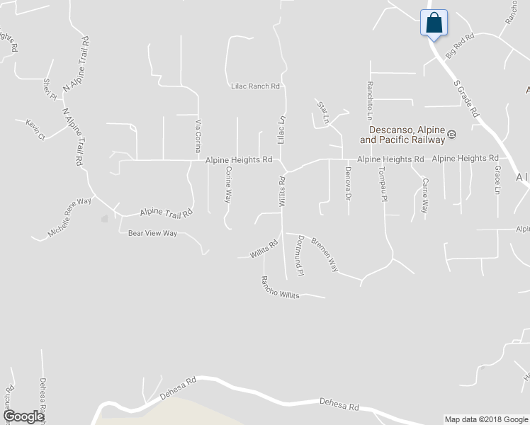 map of restaurants, bars, coffee shops, grocery stores, and more near 710 Chaparral Hills Road in Alpine