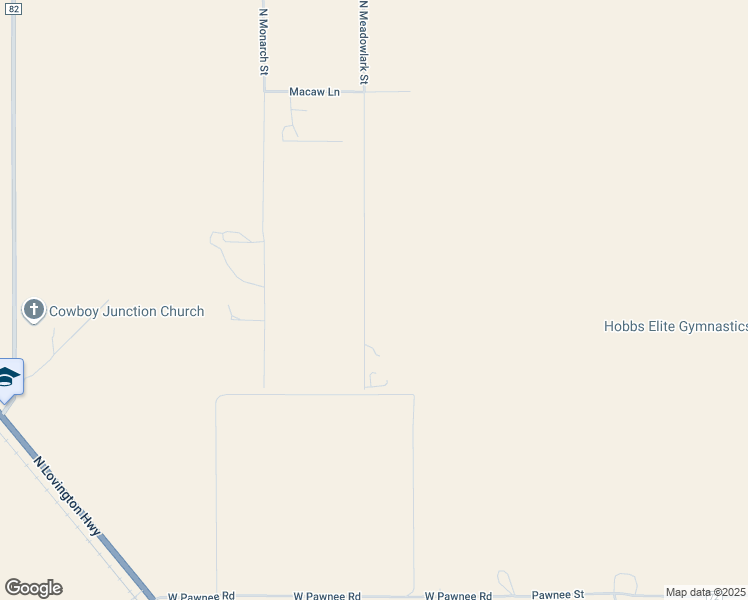 map of restaurants, bars, coffee shops, grocery stores, and more near 10202 North Meadowlark Street in Hobbs