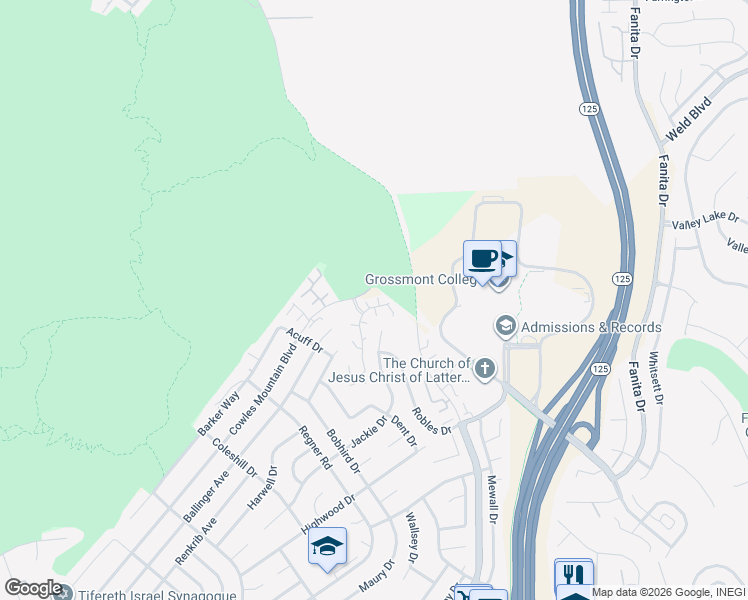 map of restaurants, bars, coffee shops, grocery stores, and more near 7634 Rainswept Lane in San Diego