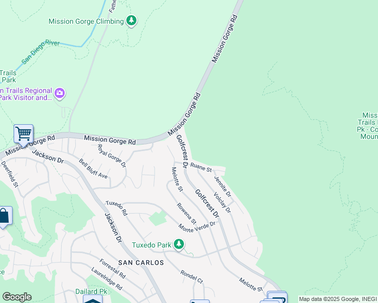 map of restaurants, bars, coffee shops, grocery stores, and more near 7811 Golfcrest Drive in San Diego