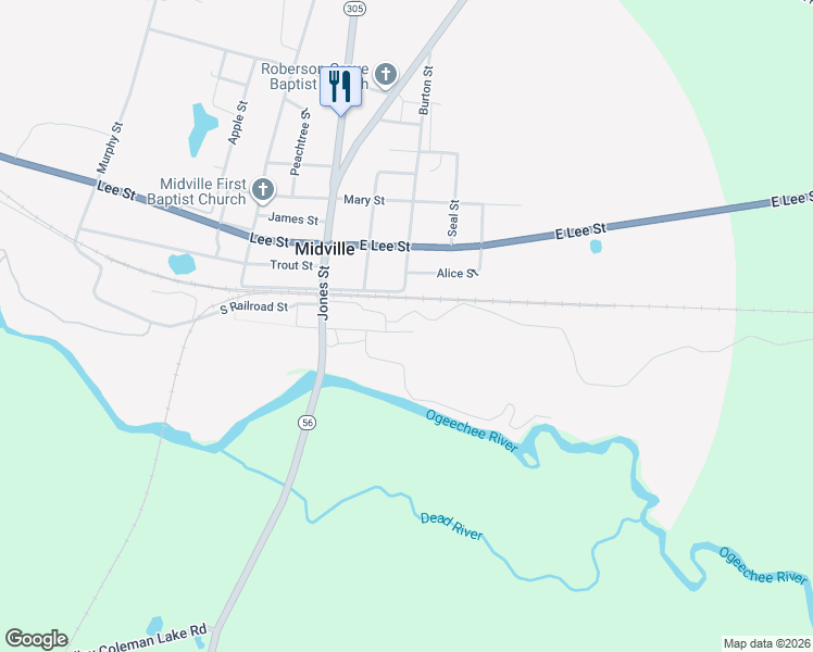 map of restaurants, bars, coffee shops, grocery stores, and more near 100 Madison Street in Midville