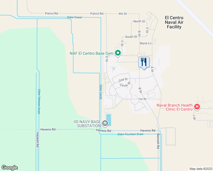 map of restaurants, bars, coffee shops, grocery stores, and more near 3041 2nd Street in El Centro