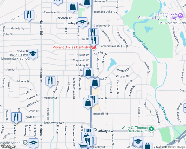 map of restaurants, bars, coffee shops, grocery stores, and more near 3708 U.S. 377 in North Richland Hills
