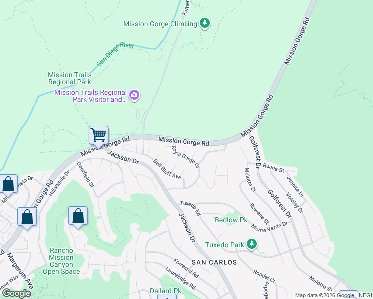 map of restaurants, bars, coffee shops, grocery stores, and more near 8280 Cafanzara Court in San Diego