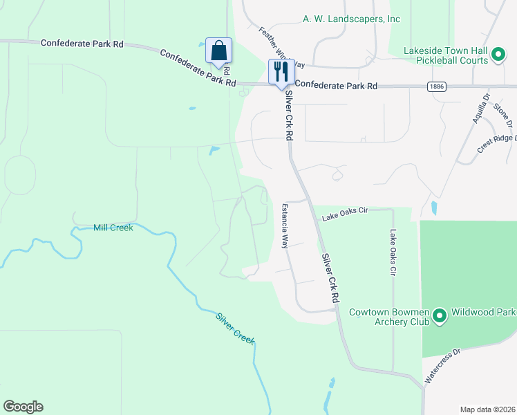 map of restaurants, bars, coffee shops, grocery stores, and more near 6913 Orilla Lane in Fort Worth