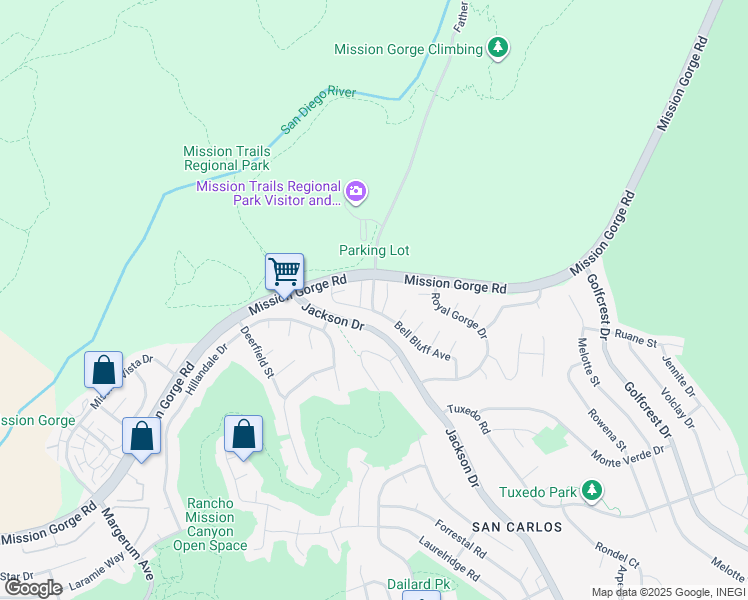 map of restaurants, bars, coffee shops, grocery stores, and more near Echo Dell Road in San Diego