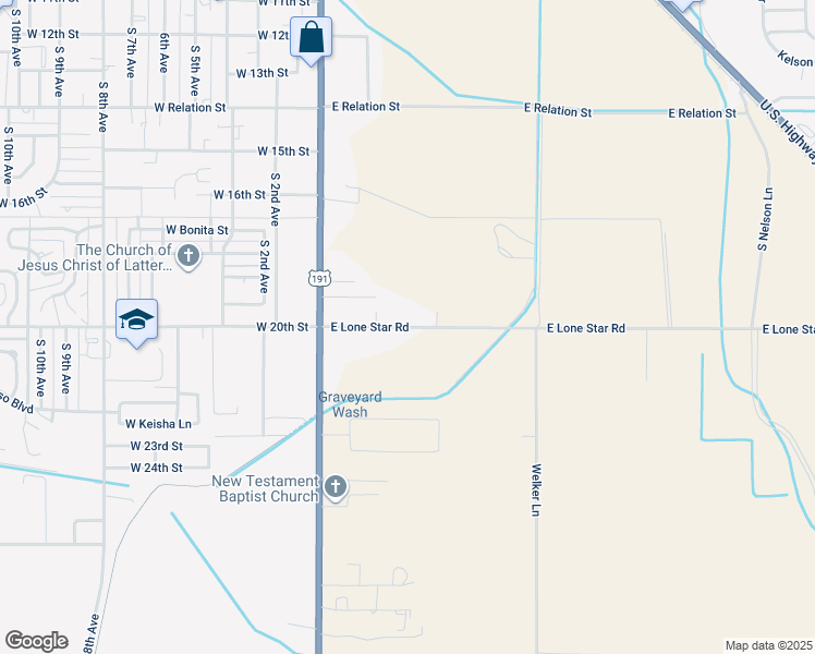map of restaurants, bars, coffee shops, grocery stores, and more near 396 East Lone Star Road in Safford