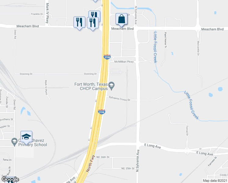 map of restaurants, bars, coffee shops, grocery stores, and more near 4232 North Freeway in Fort Worth