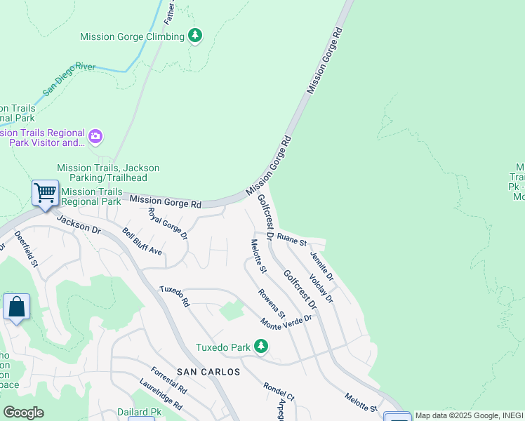 map of restaurants, bars, coffee shops, grocery stores, and more near 7840 Golfcrest Drive in San Diego