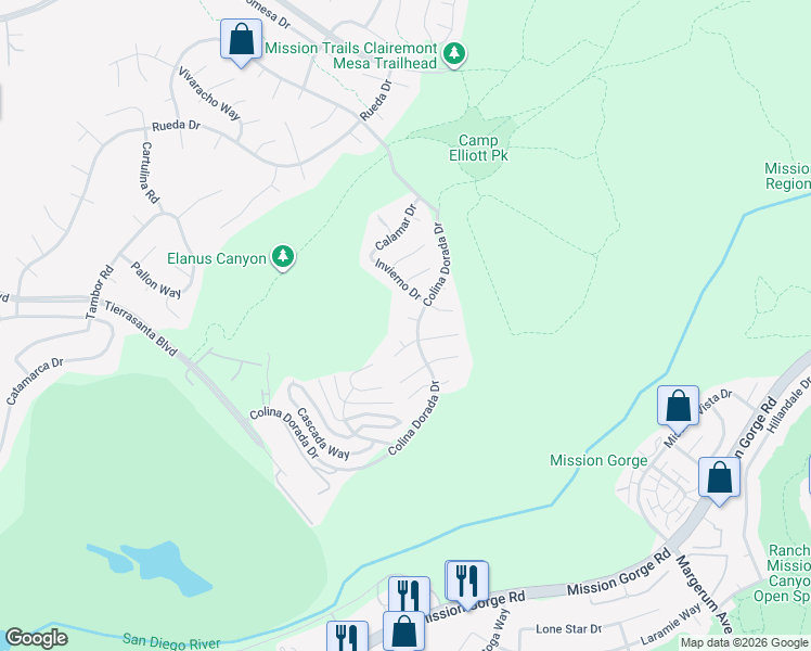 map of restaurants, bars, coffee shops, grocery stores, and more near 11696 Cacao Court in San Diego