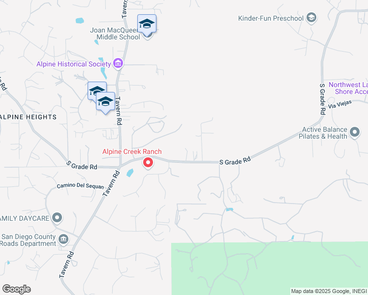 map of restaurants, bars, coffee shops, grocery stores, and more near 2040 South Grade Road in Alpine