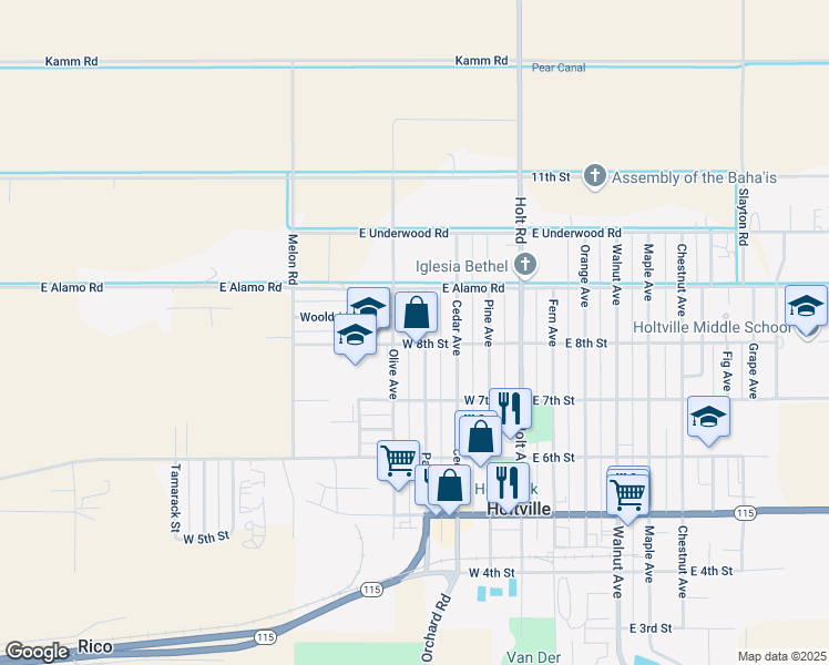 map of restaurants, bars, coffee shops, grocery stores, and more near 811 Palm Ave in Holtville