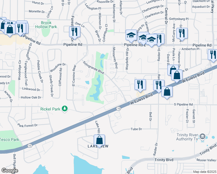 map of restaurants, bars, coffee shops, grocery stores, and more near 1738 Sotogrande Boulevard in Hurst