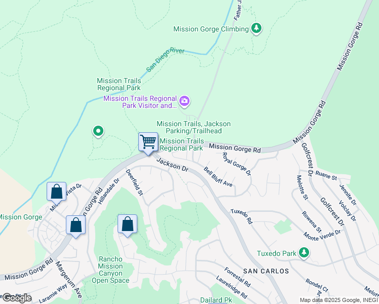map of restaurants, bars, coffee shops, grocery stores, and more near 8293 Echo Dell Road in San Diego