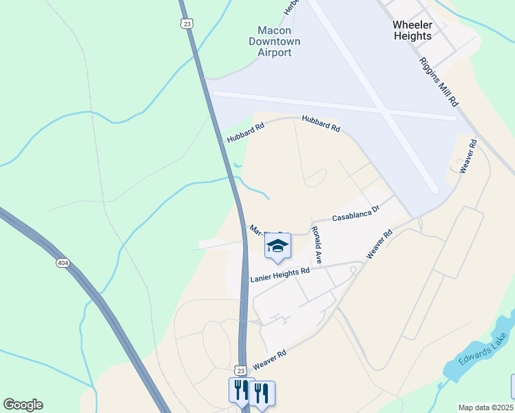 map of restaurants, bars, coffee shops, grocery stores, and more near 4030 Ocmulgee East Boulevard in Macon