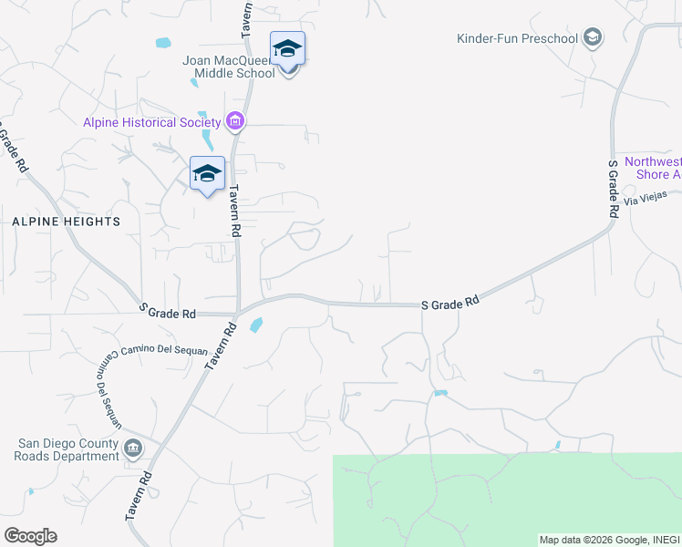 map of restaurants, bars, coffee shops, grocery stores, and more near 2040 South Grade Road in Alpine