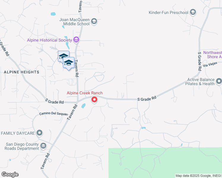 map of restaurants, bars, coffee shops, grocery stores, and more near 2016 South Grade Road in Alpine