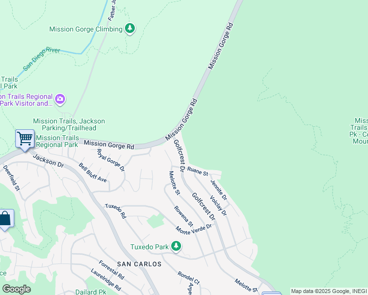 map of restaurants, bars, coffee shops, grocery stores, and more near 7845 Golfcrest Drive in San Diego