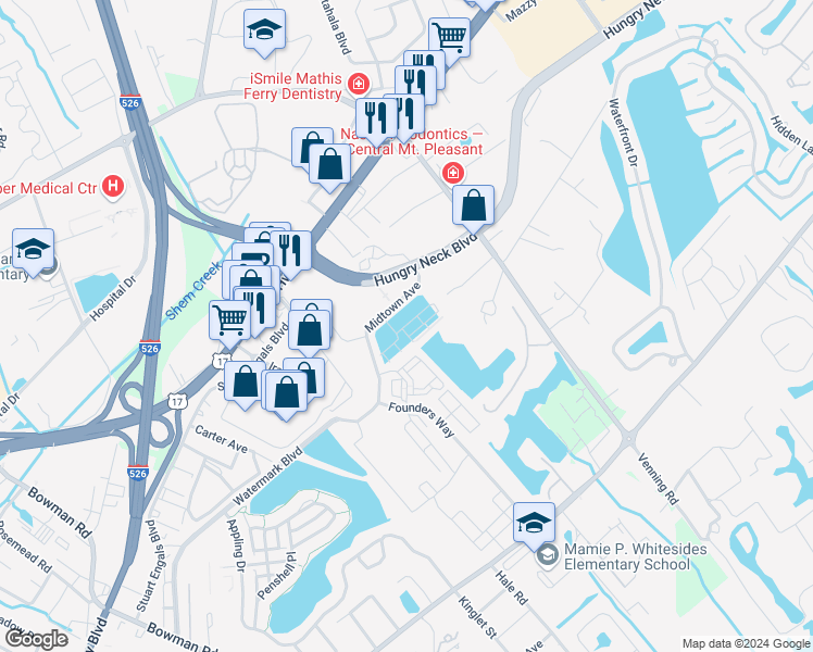 map of restaurants, bars, coffee shops, grocery stores, and more near 1610 Florentia Street in Mount Pleasant