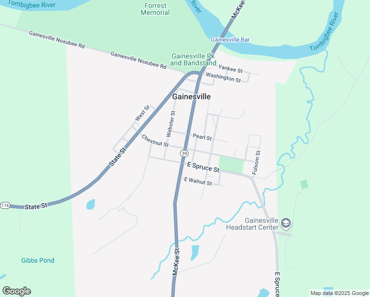 map of restaurants, bars, coffee shops, grocery stores, and more near McKee Street in Gainesville