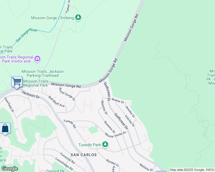 map of restaurants, bars, coffee shops, grocery stores, and more near 7840 Golfcrest Drive in San Diego