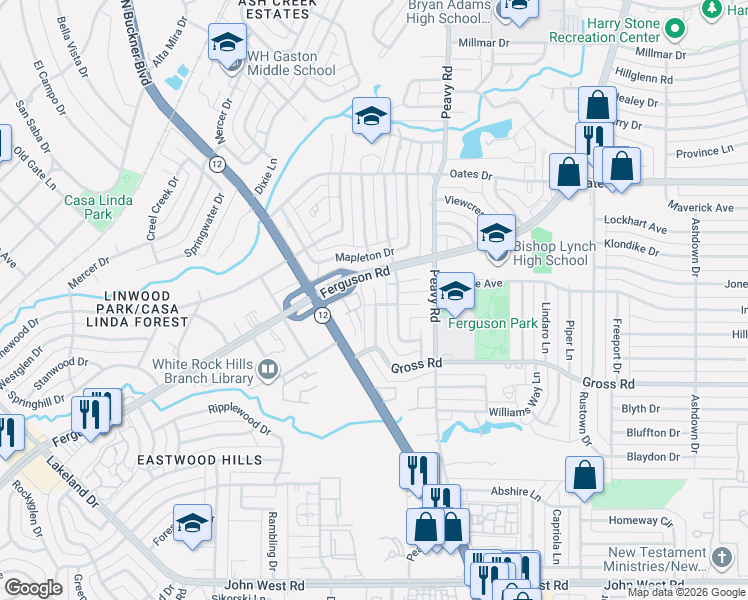 map of restaurants, bars, coffee shops, grocery stores, and more near 717 Talina Drive in Dallas