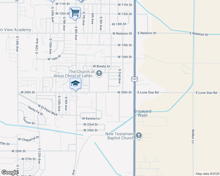 map of restaurants, bars, coffee shops, grocery stores, and more near 1990 S Central Ave in Safford