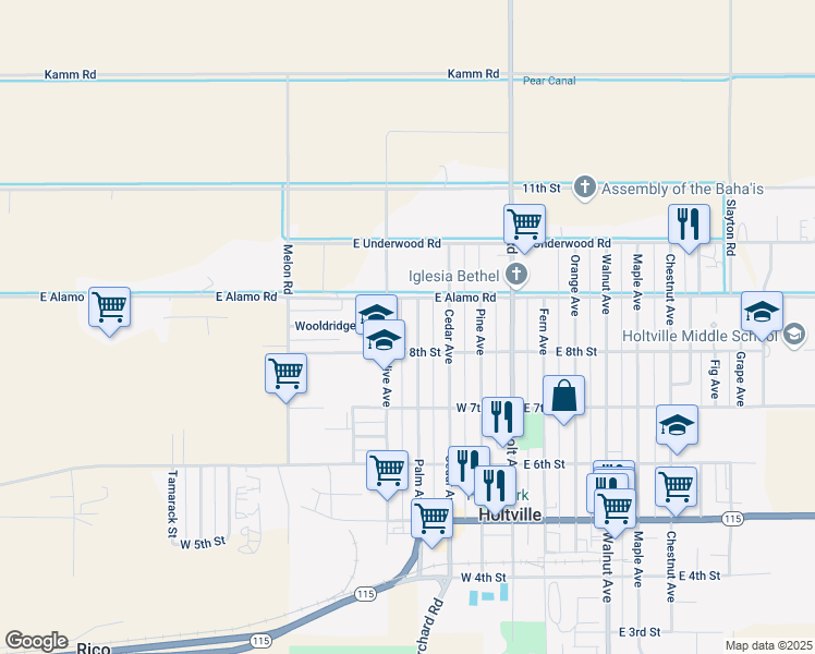 map of restaurants, bars, coffee shops, grocery stores, and more near 811 Palm Ave in Holtville