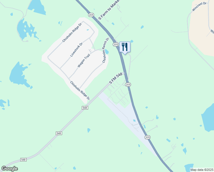 map of restaurants, bars, coffee shops, grocery stores, and more near South Farm to Market Road 548 in Rockwall County