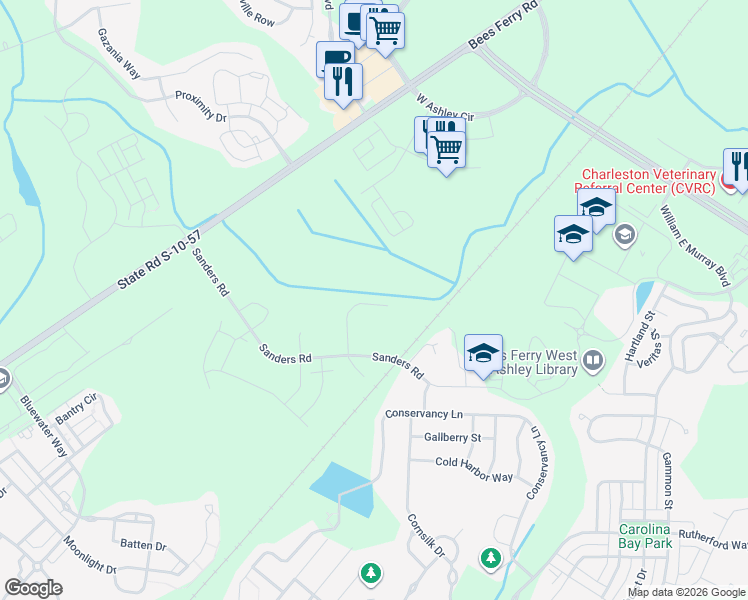 map of restaurants, bars, coffee shops, grocery stores, and more near 1070 Reverend Joseph Heyward Road in Charleston