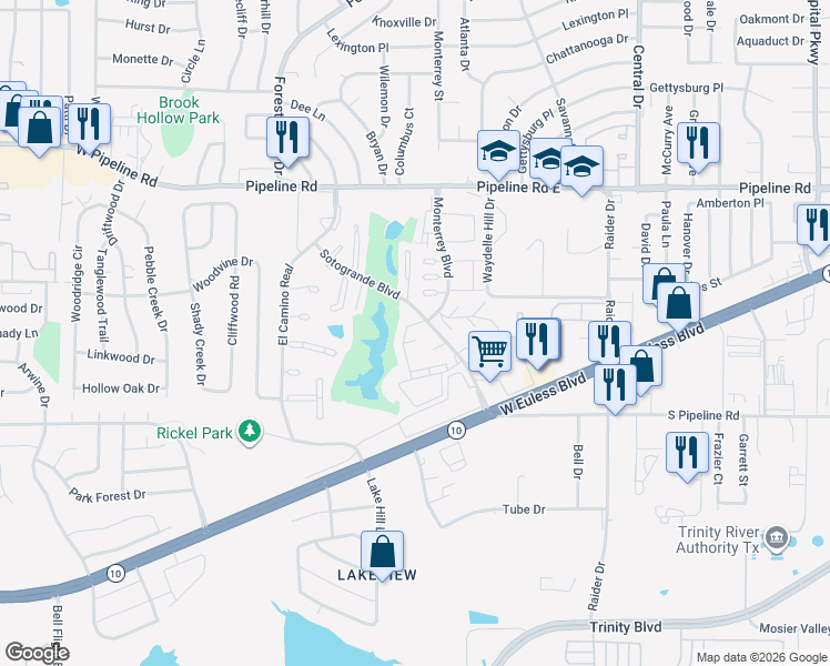 map of restaurants, bars, coffee shops, grocery stores, and more near 1738 Sotogrande Boulevard in Hurst