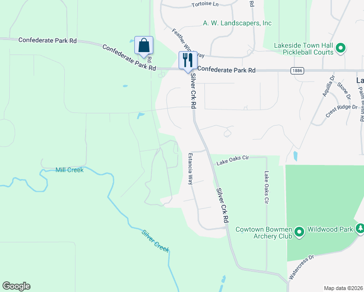 map of restaurants, bars, coffee shops, grocery stores, and more near 6913 Orilla Lane in Fort Worth