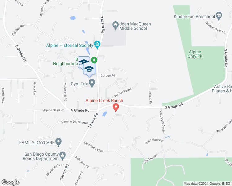 map of restaurants, bars, coffee shops, grocery stores, and more near 1896 Via Del Torrie in Alpine