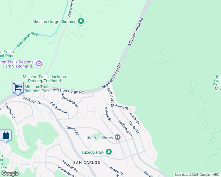 map of restaurants, bars, coffee shops, grocery stores, and more near 7840 Golfcrest Drive in San Diego