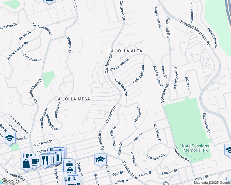 map of restaurants, bars, coffee shops, grocery stores, and more near 1479 Caminito Batea in San Diego
