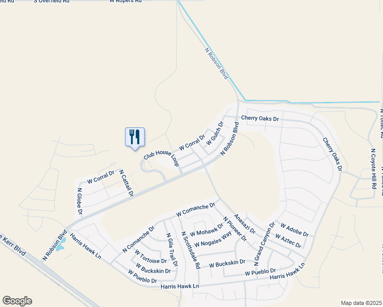 map of restaurants, bars, coffee shops, grocery stores, and more near 4864 West Gulch Drive in Eloy