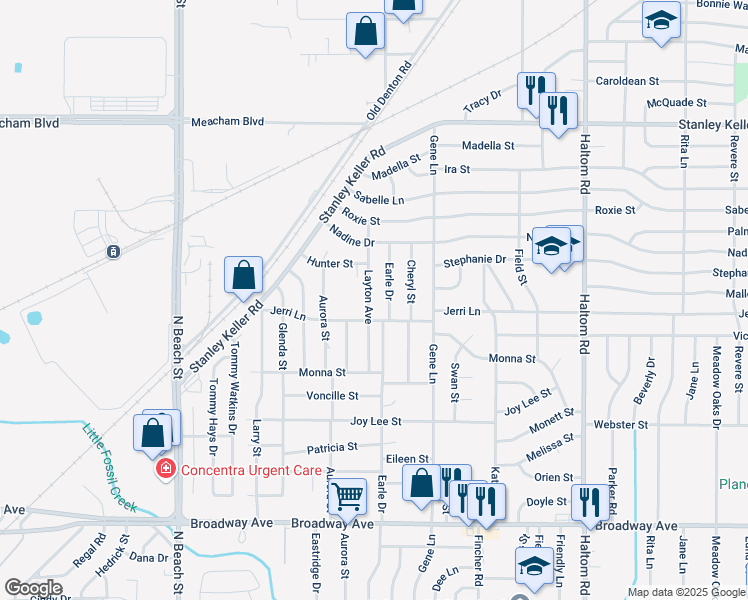 map of restaurants, bars, coffee shops, grocery stores, and more near 3728 Layton Avenue in Haltom City