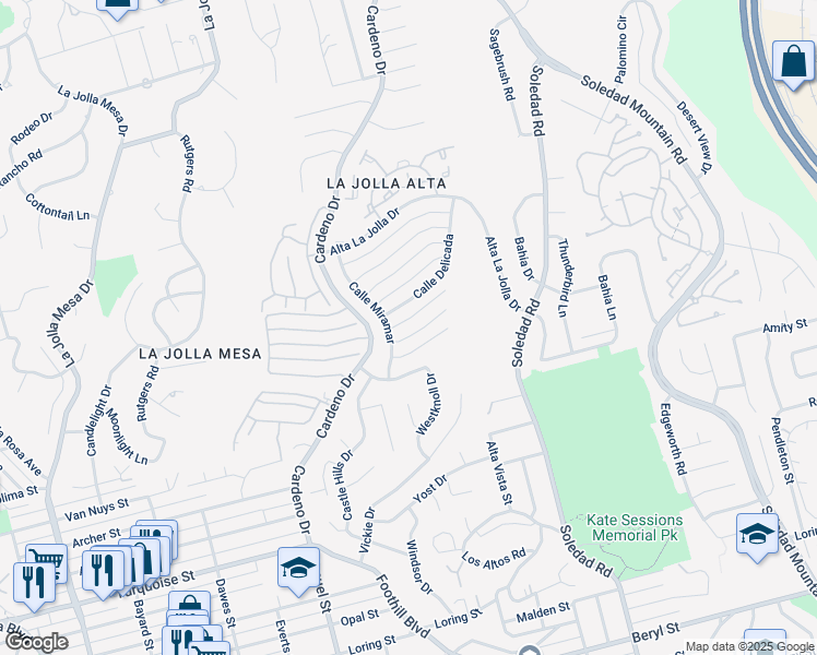 map of restaurants, bars, coffee shops, grocery stores, and more near 1563 Calle Candela in San Diego