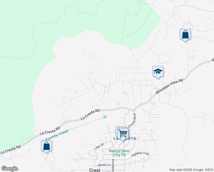 map of restaurants, bars, coffee shops, grocery stores, and more near 227 La Cresta Heights Road in El Cajon