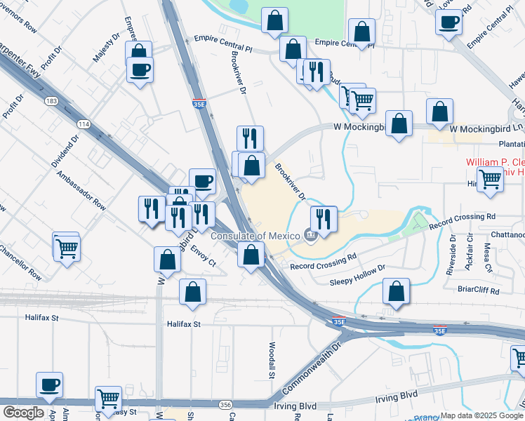 map of restaurants, bars, coffee shops, grocery stores, and more near in Dallas