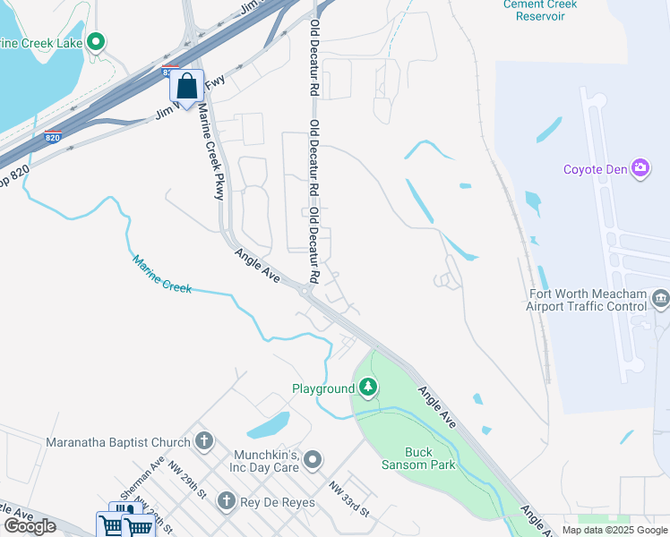 map of restaurants, bars, coffee shops, grocery stores, and more near 4250 Old Decatur Road in Fort Worth