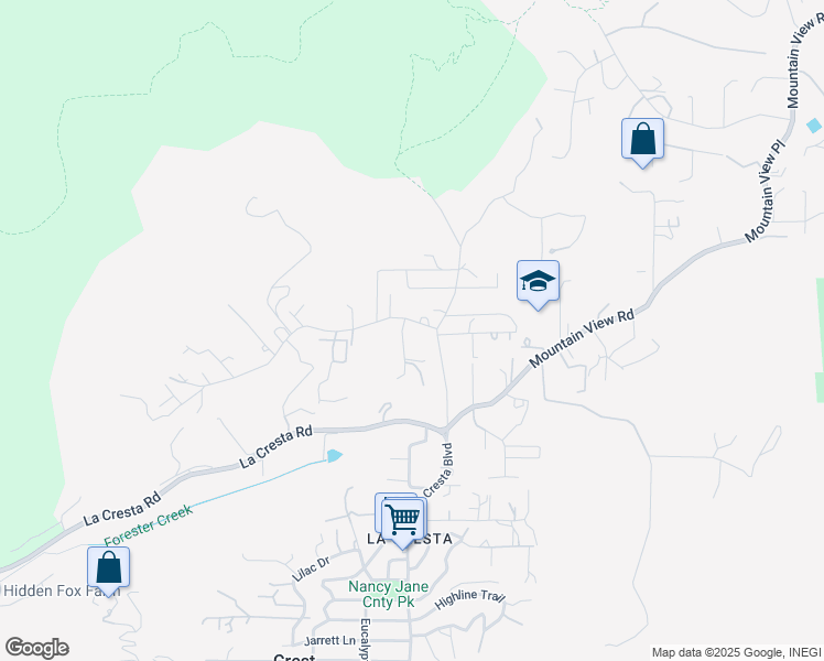 map of restaurants, bars, coffee shops, grocery stores, and more near 126 La Cresta Heights Road in El Cajon