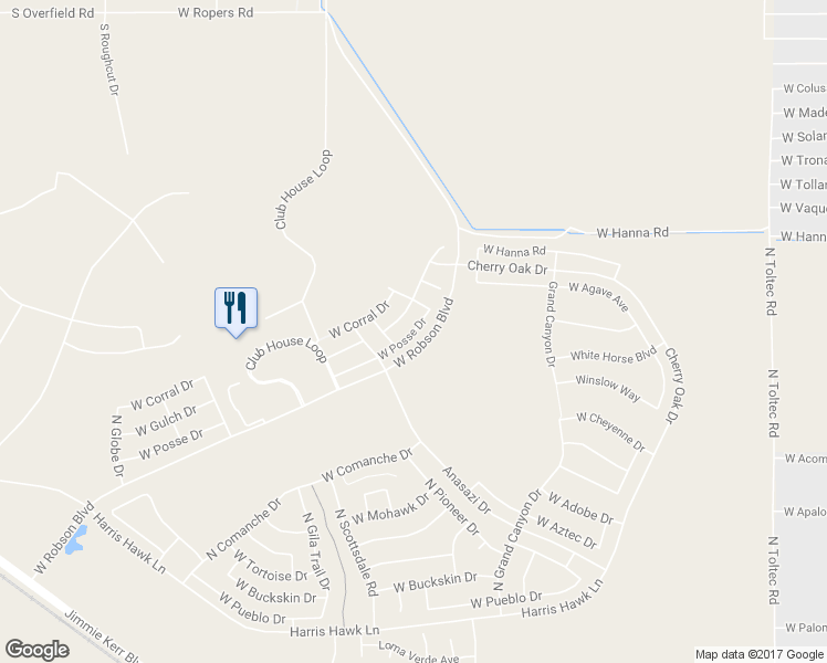 map of restaurants, bars, coffee shops, grocery stores, and more near 4779 West Posse Drive in Eloy