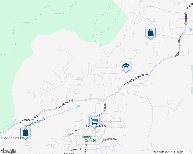 map of restaurants, bars, coffee shops, grocery stores, and more near 126 La Cresta Heights Road in El Cajon